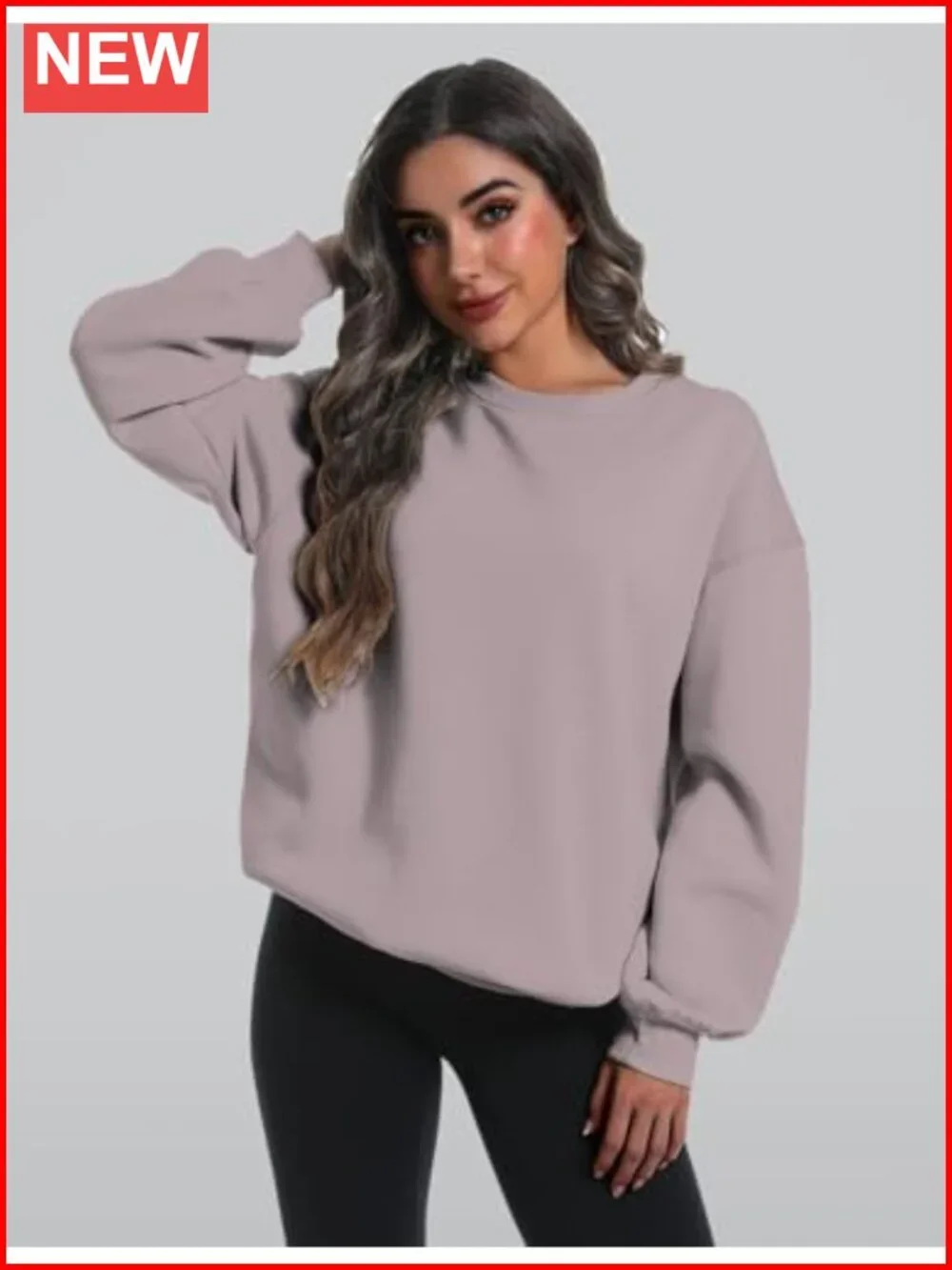 Oversized Crewneck Sweatshirt 2 Pack Cotton Polyester Pullover Long Sleeve